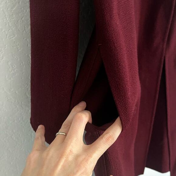 Lafayette 148 Lightweight Wool Jacket Long Length Burgundy Wine Red 12 - Picture 9 of 10